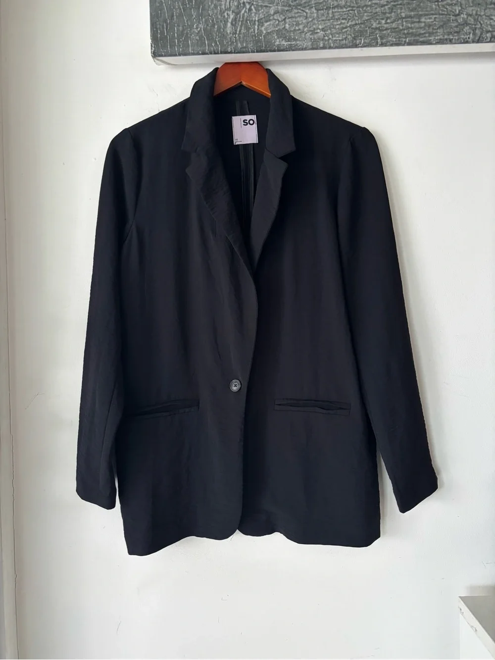 SO Black Single-Button Blazer Size XS